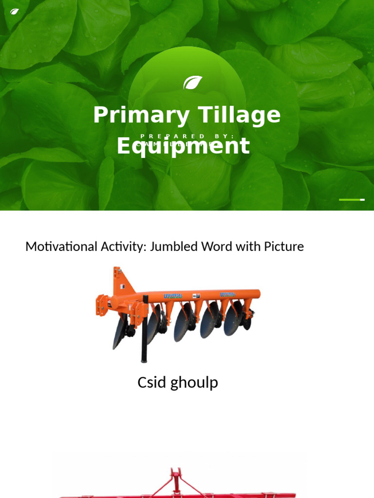 Primary Tillage Equipment group7 | PDF | Plough | Tillage