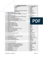 List of Journals For CPE: No. Journal Title Area of Study
