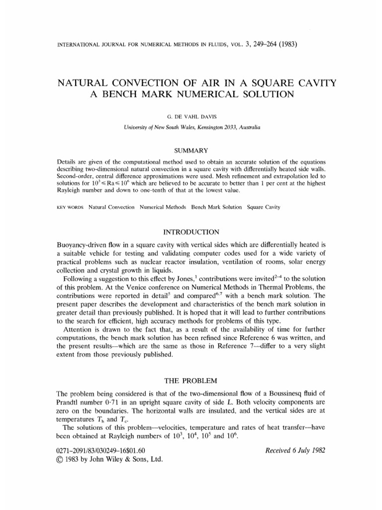 Natural Convection in Square Cavity | PDF | Convection | Numerical Analysis