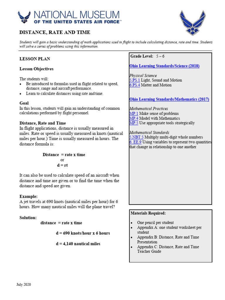 Flight Math: Distance, Rate, Time | PDF | Fighter Aircraft | North ...