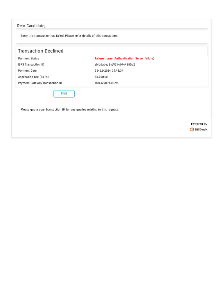 Transaction Declined Notification | PDF