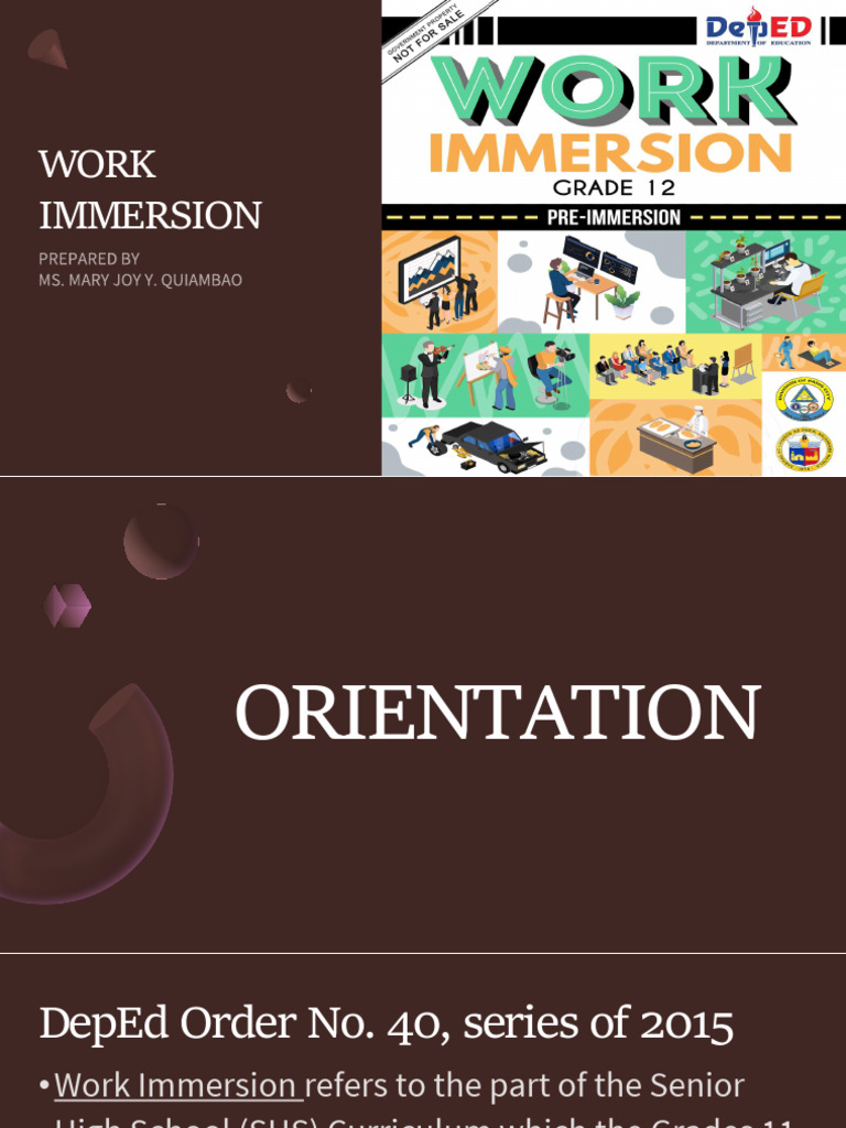 Work Immersion Guidelines for SHS Students | PDF