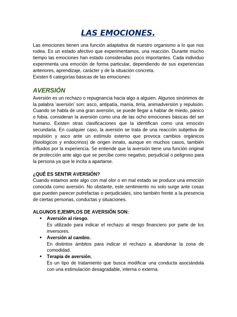 Clasificación y Tipos de Emociones | PDF | Temor | Las emociones