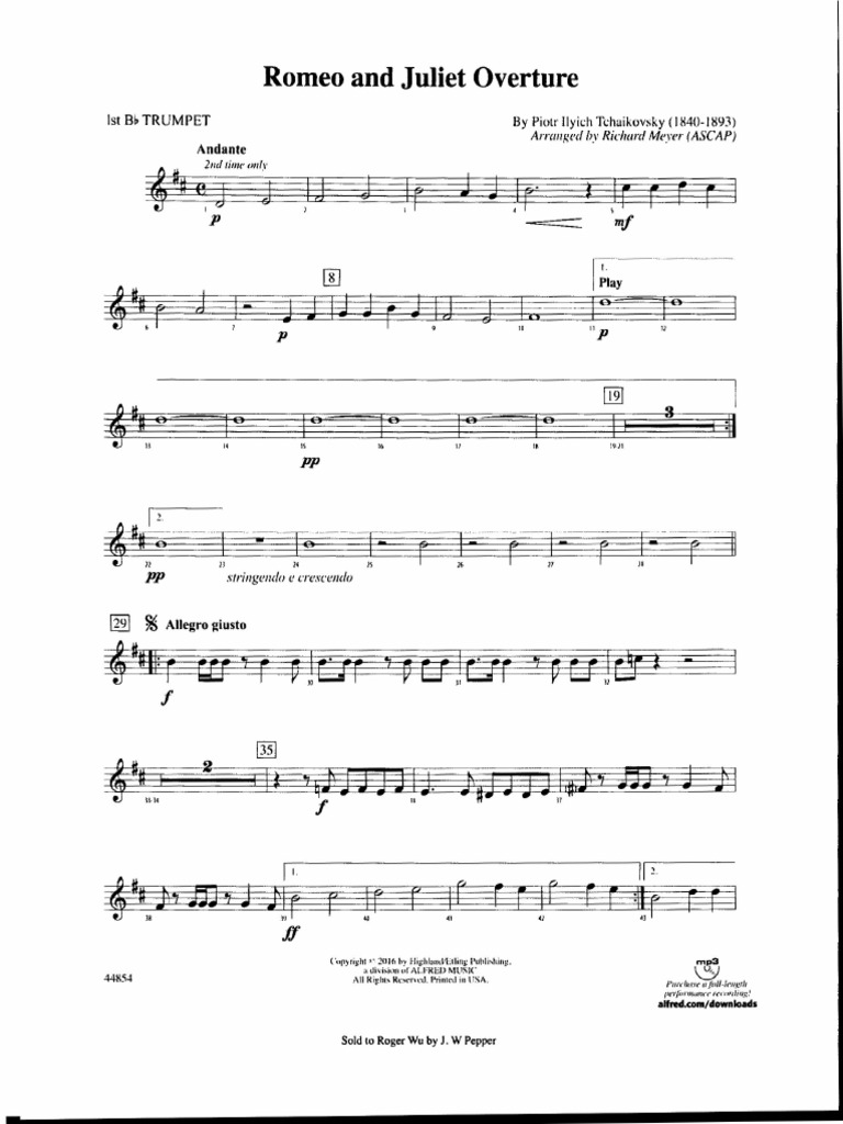 Romeo Juliet Trumpet 1st Bflat | PDF