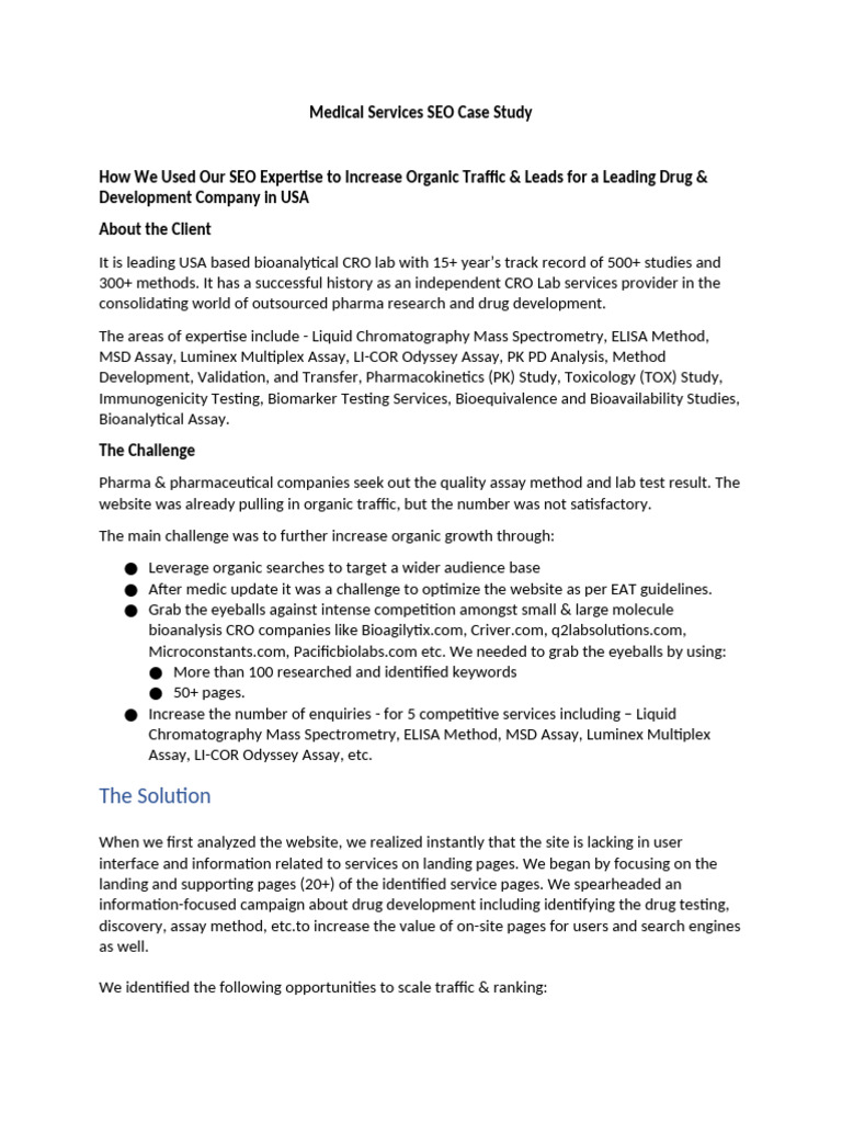Medical SEO Case Study: Traffic Boost | PDF | Search Engine Optimization