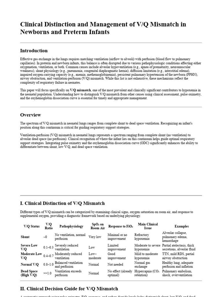 Clinical Distinction and Management of VQ Mismatch in Newborns and ...