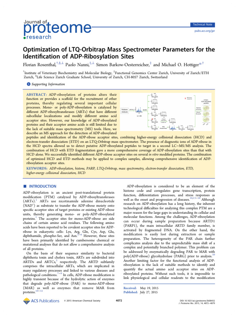 Rosenthal 2015 | PDF | Tandem Mass Spectrometry | Mass Spectrometry