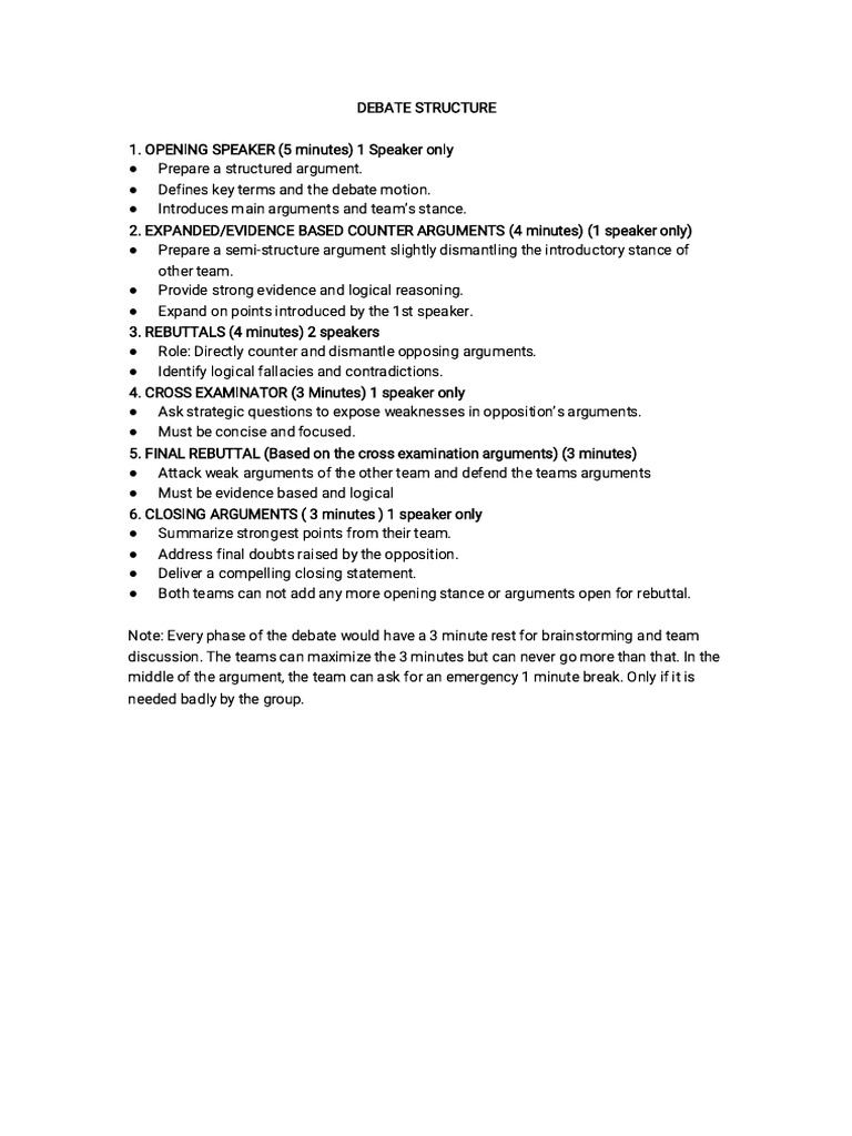 Debate Structure and Topics Guide | PDF | Argument
