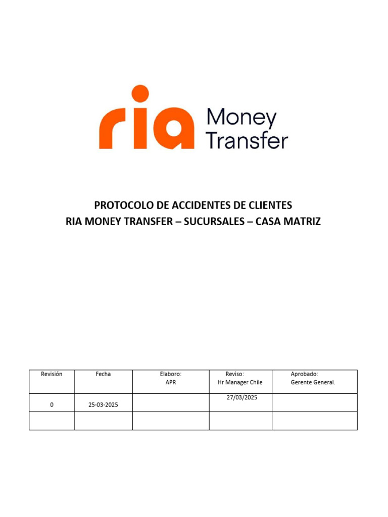 Protocolo de Accidentes en Ria Chile | PDF | Riesgo | Seguridad y salud ...