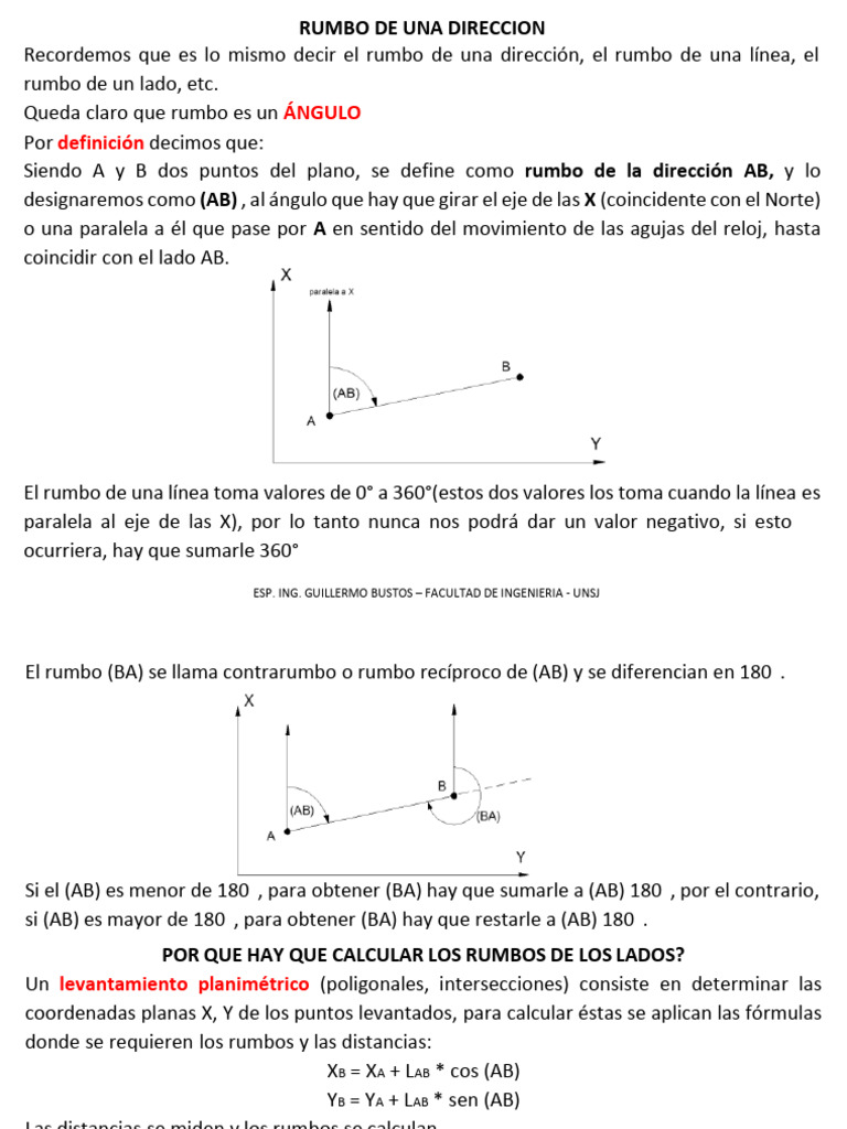 Cálculo de Rumbos en Ingeniería | PDF | Ángulo | Sistema de coordenadas ...
