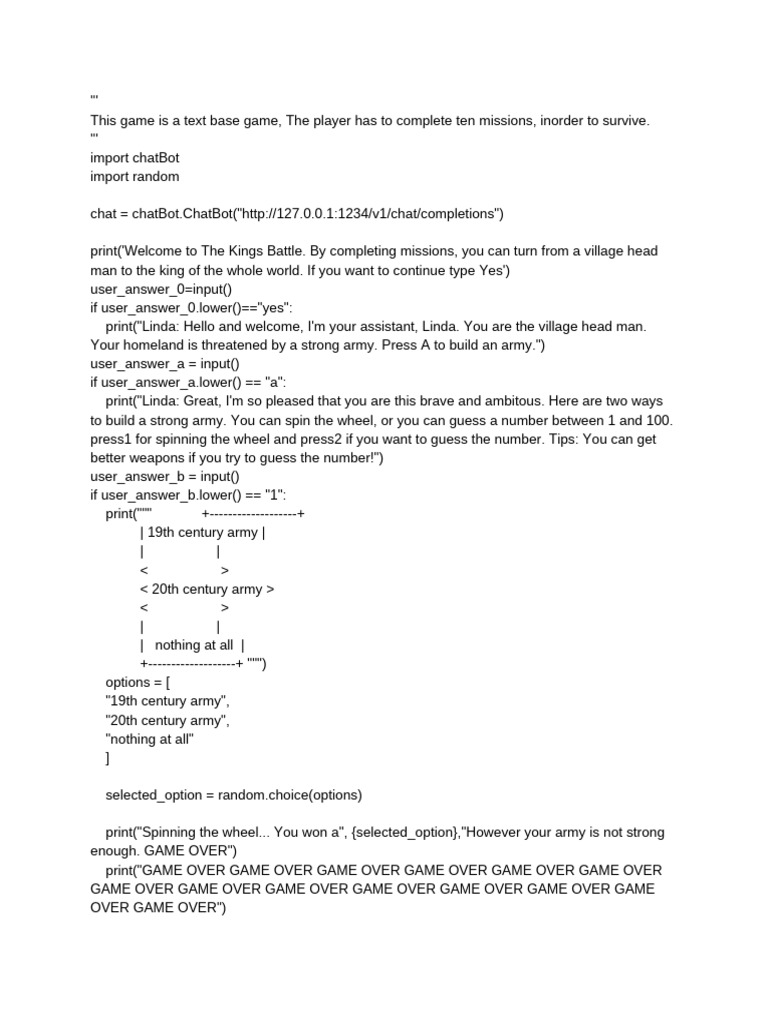 Text-Based Survival Game Missions | PDF