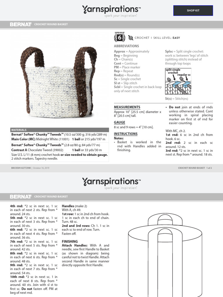 Easy Crochet Round Basket Pattern | PDF | Crochet | Needlework