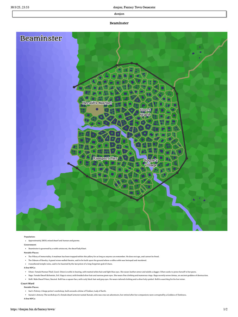donjon; Fantasy Town Generator 3 | PDF