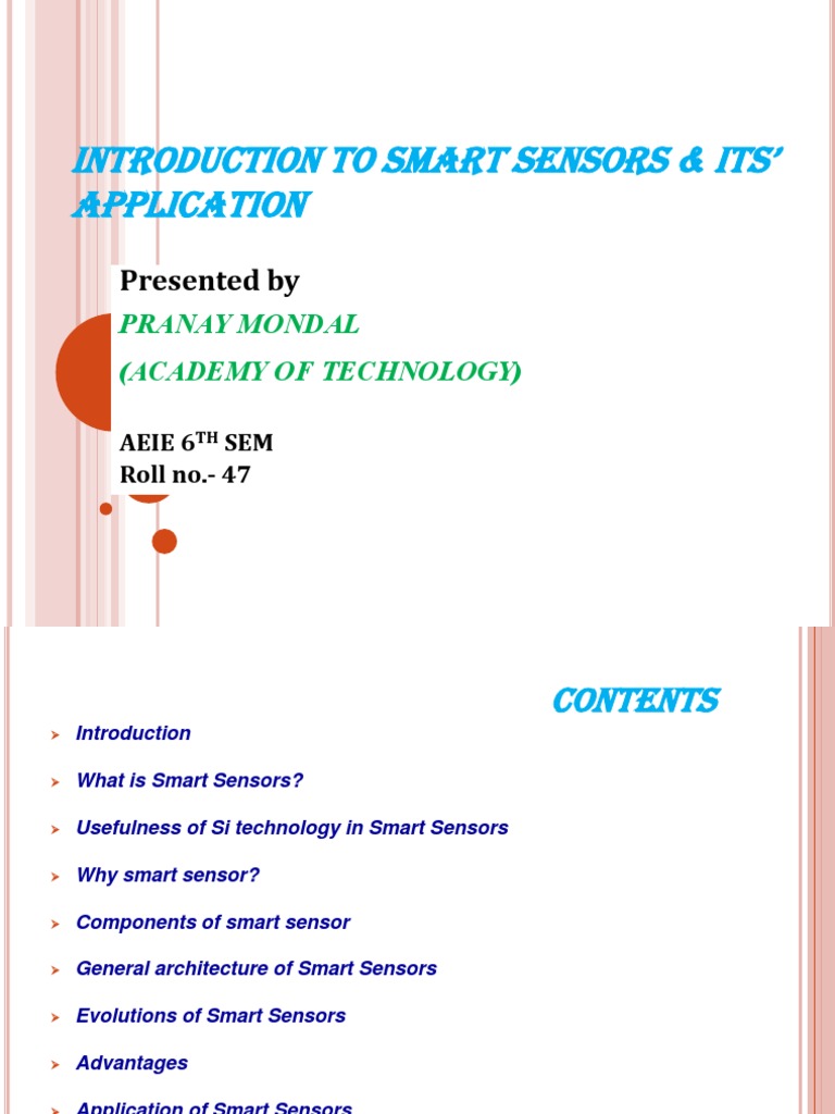 Overview of Smart Sensors and Applications | PDF | Sensor | Integrated ...