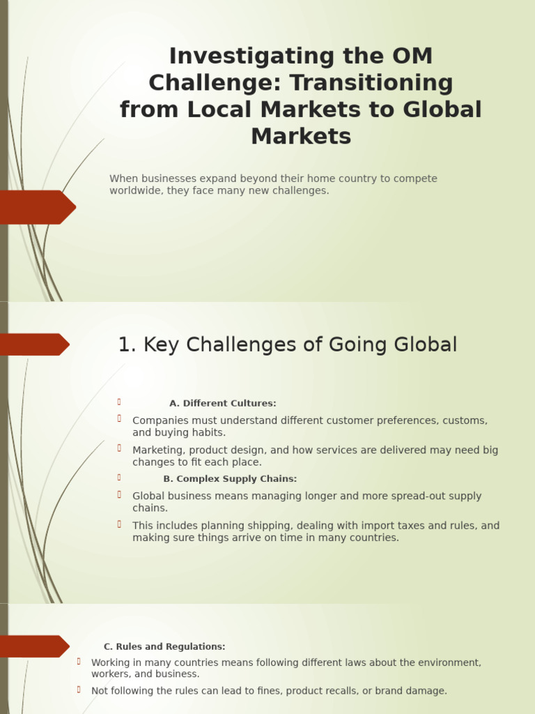 Global Market Expansion Challenges | PDF | Supply Chain | Business