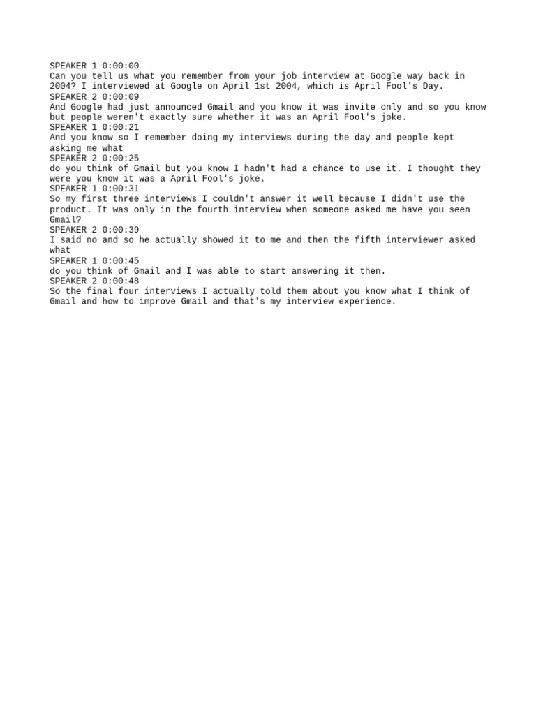 Google Interview Experience in 2004 | PDF