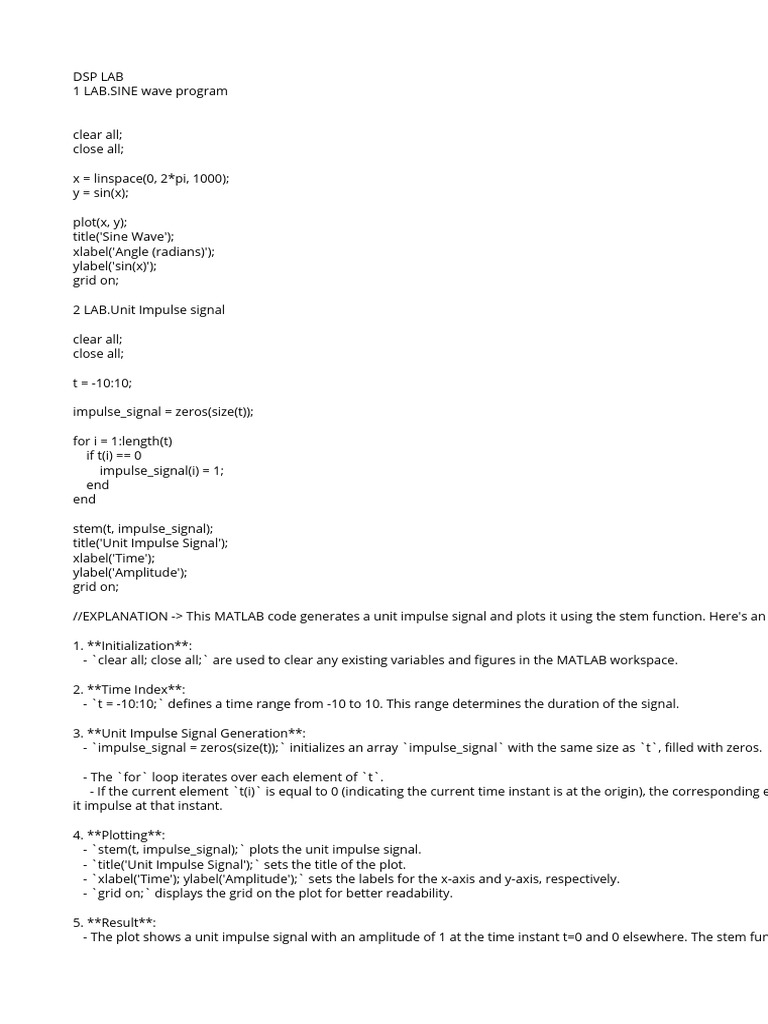 MATLAB DSP Signal Processing Lab Code | PDF | Discrete Fourier ...