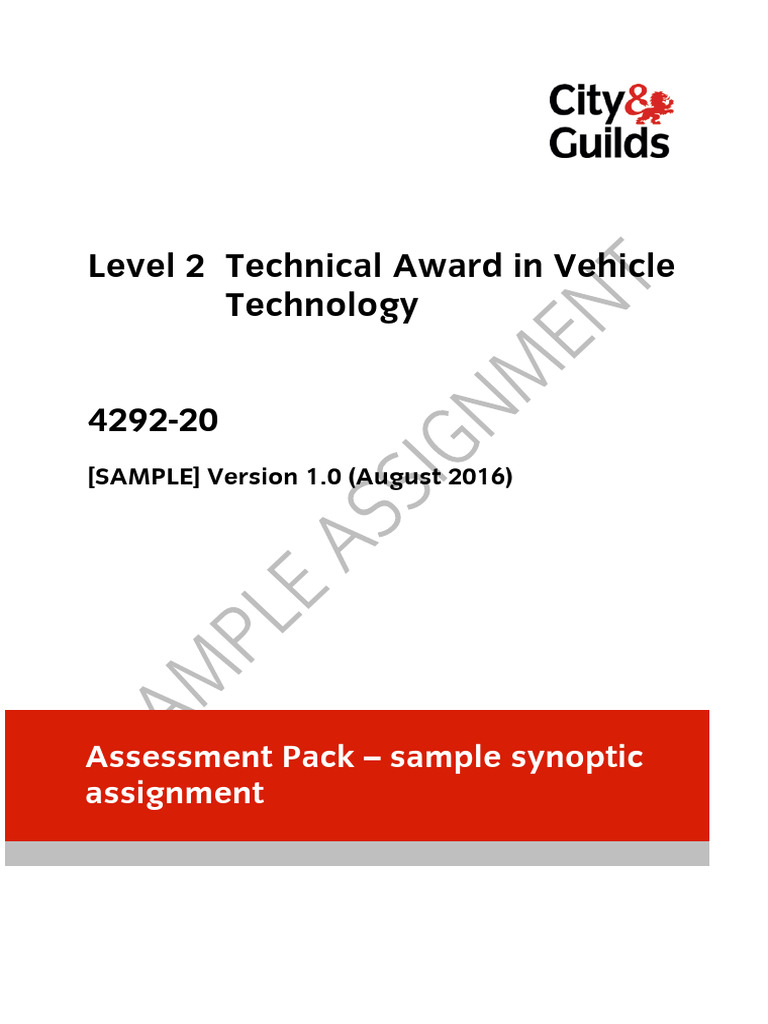 Level 2 Vehicle Technology Assessment Pack | PDF | Educational ...