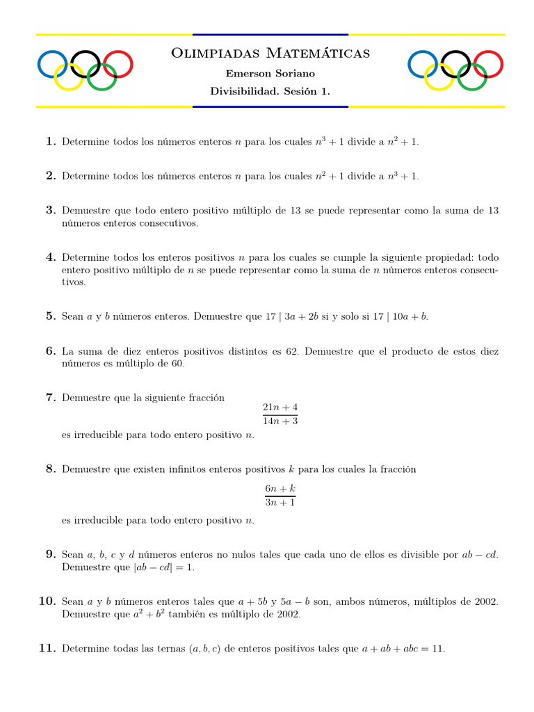 Problemas de Divisibilidad y Números Enteros | PDF | Entero ...