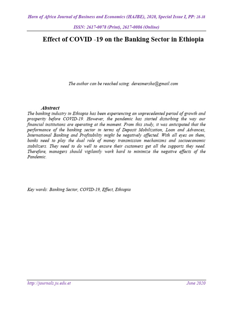 BB - Effect of COVID - 19 On The Banking Sector in Ethiopia - 11tr ...