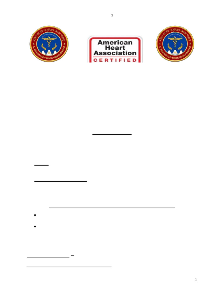 Aha Bls Acls Aiims GKP 19-21 Apr 2025 | PDF | Cardiopulmonary ...