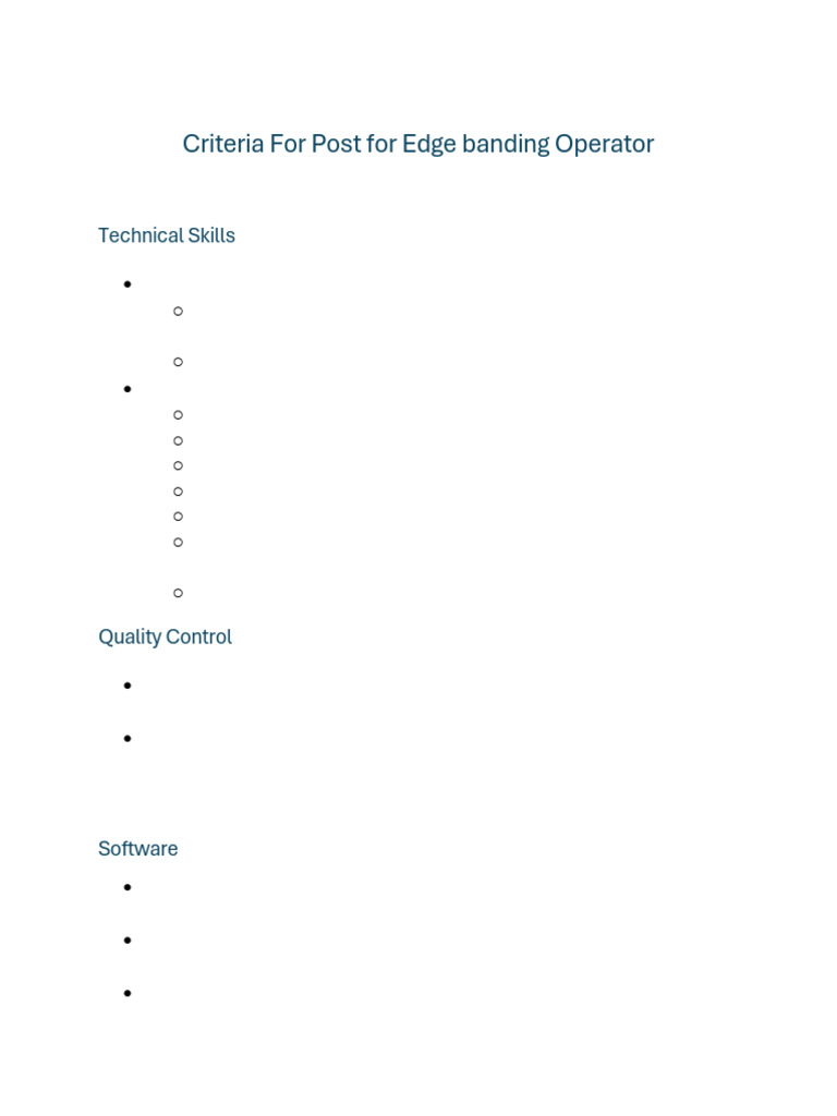 Edge Bander Operator Job Criteria | PDF