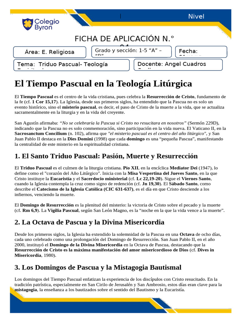 Tiempo Pascual en la Teología Litúrgica | PDF | Pascua de Resurrección ...