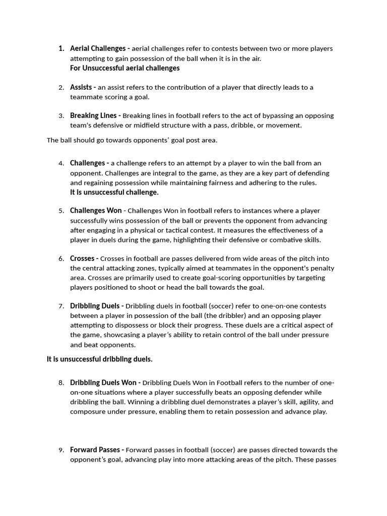 Key Football Performance Metrics | PDF | Association Football | Team Sports