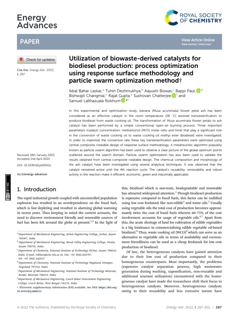 Biowaste Catalysts for Biodiesel Production | PDF | Biodiesel | Catalysis