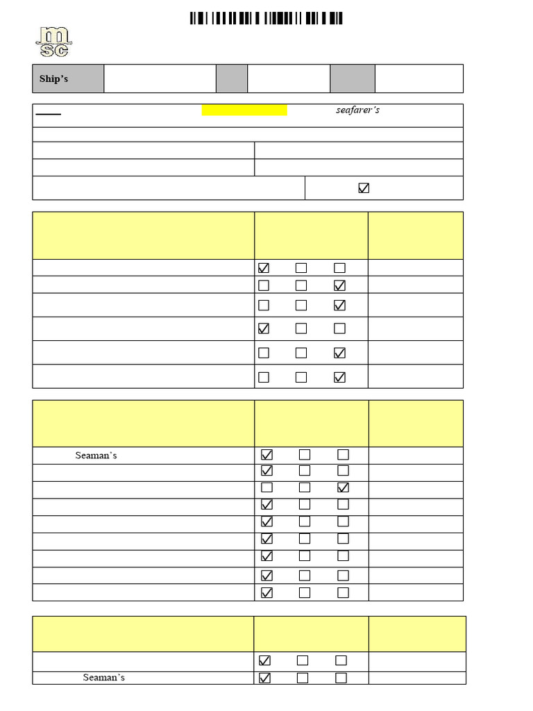 Pre-Joining Checklist for MSC Crew | PDF | Travel Visa | Shipping