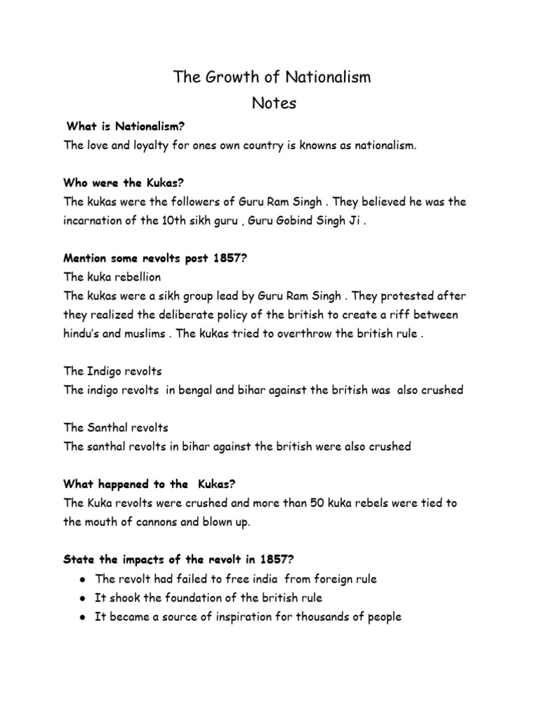 The Growth of Nationalism | PDF | British Raj