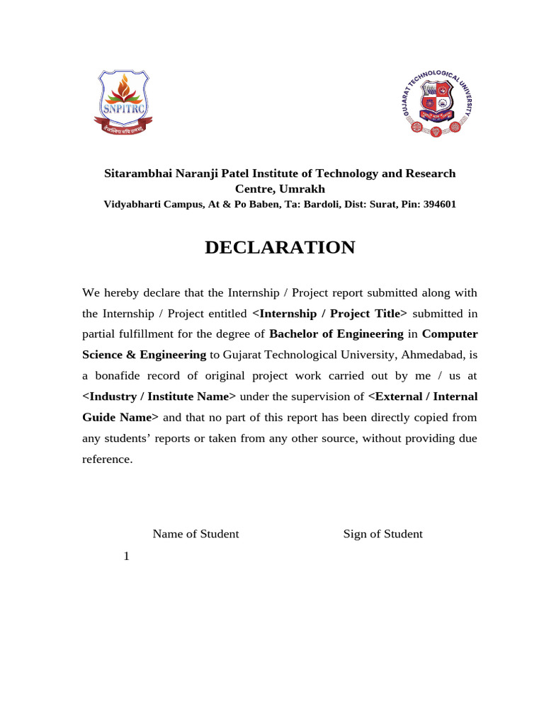 Appendix - 4 - CSE Declaration | PDF