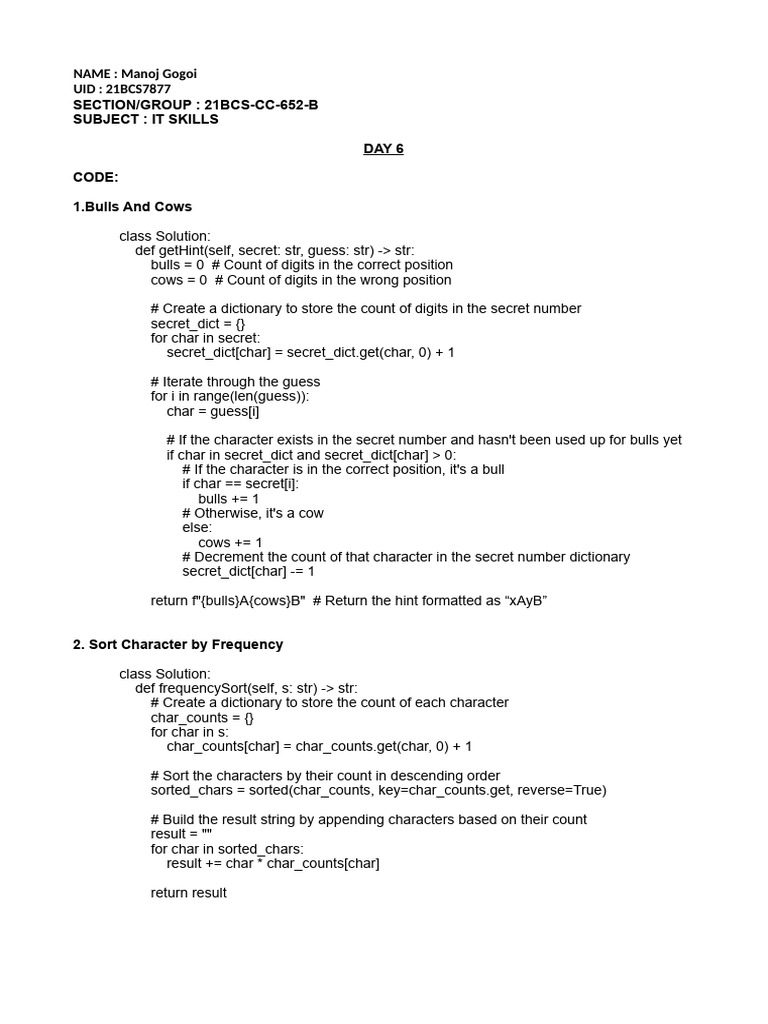 21bcs7877_manoj Gogoi _it Skills_day 6 | PDF | Computer Programming ...