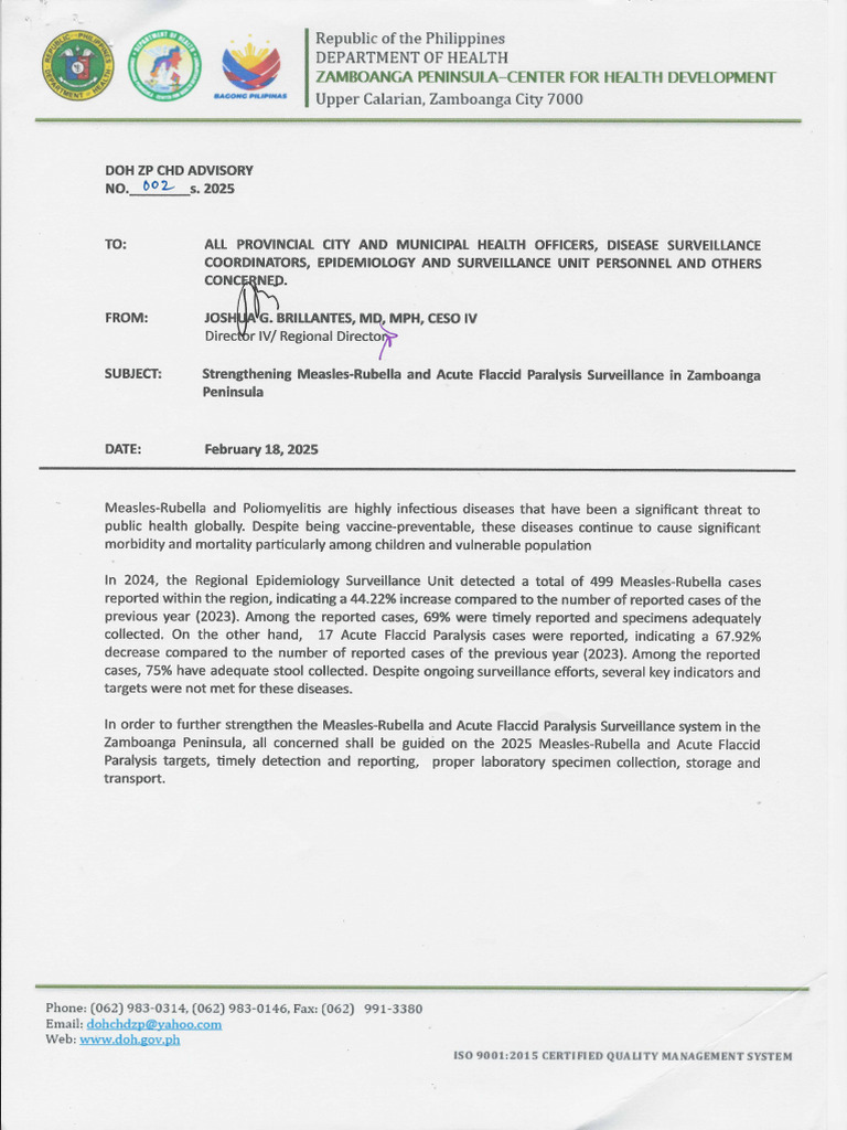 (Advisory) Strengthening Measles-Rubella and Afp Surveillance in ...