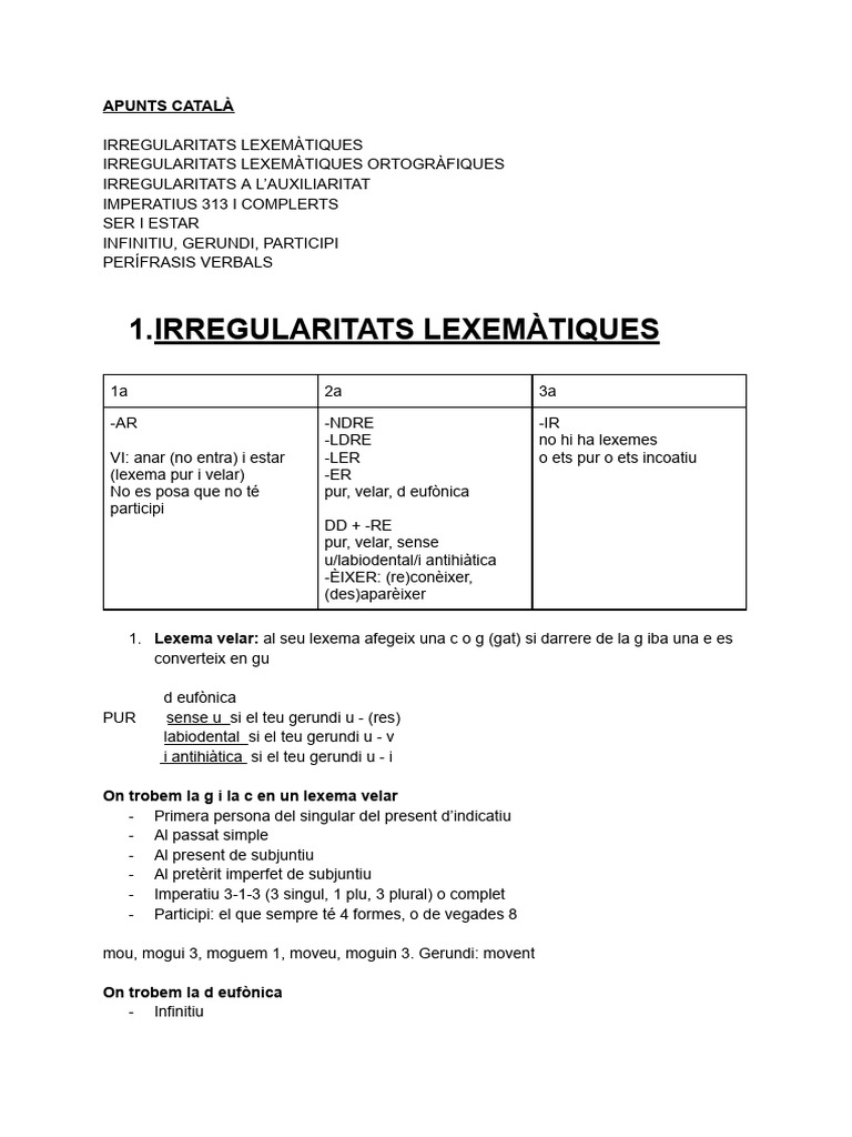APUNTS CATALÀ VERBS (1) | PDF