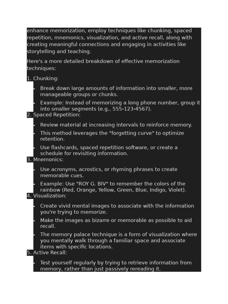 Effective Memorization Techniques Guide | PDF