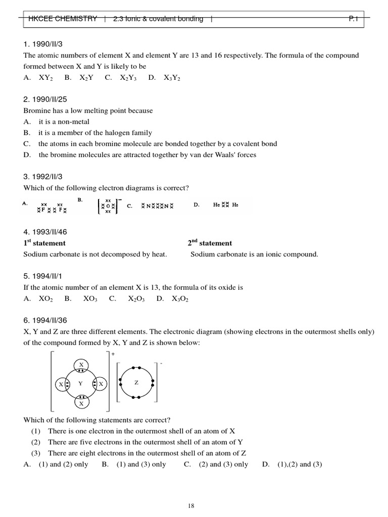 Covalent and Ionic Bonding Worksheet | PDF | Chemical Bond | Chemical ...