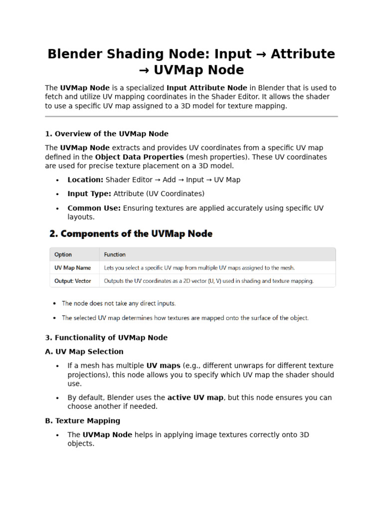Blender UVMap Node for Texture Mapping | PDF | Shader | Blender (Software)