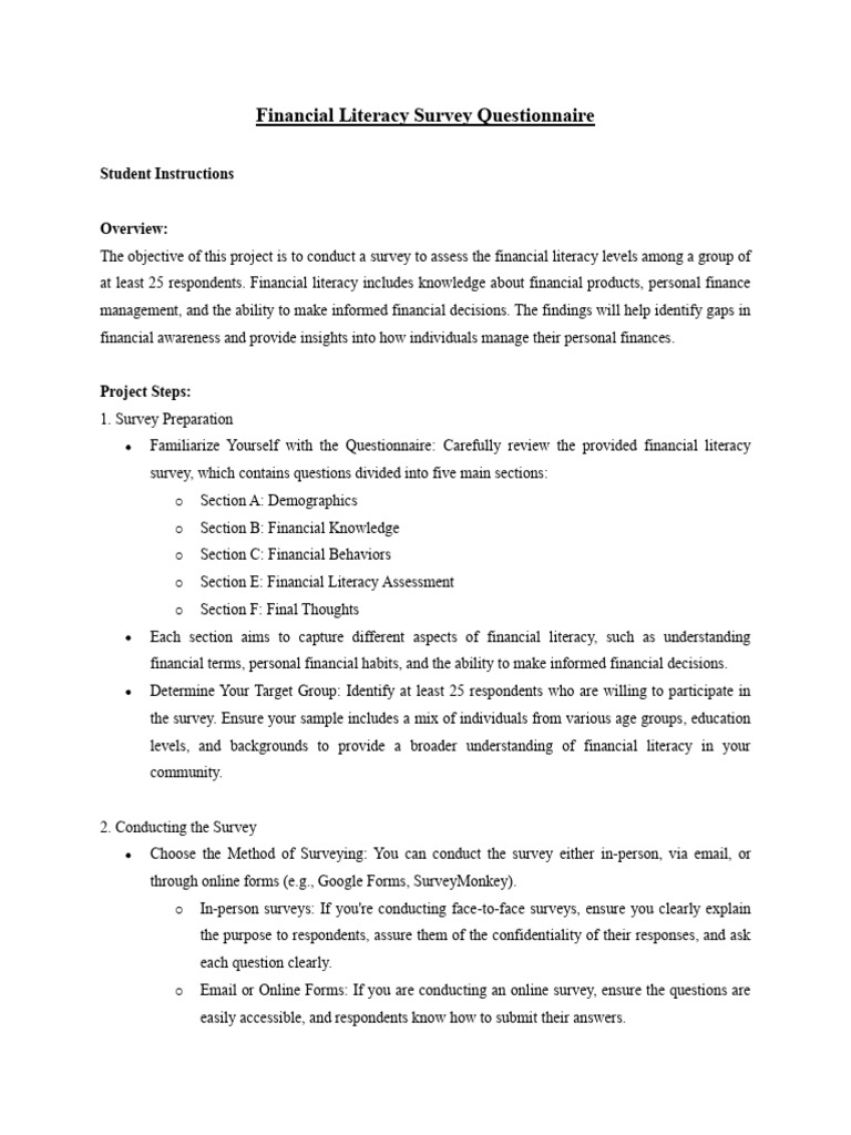 Financial Literacy Survey Questionnaire | PDF | Survey Methodology | Loans