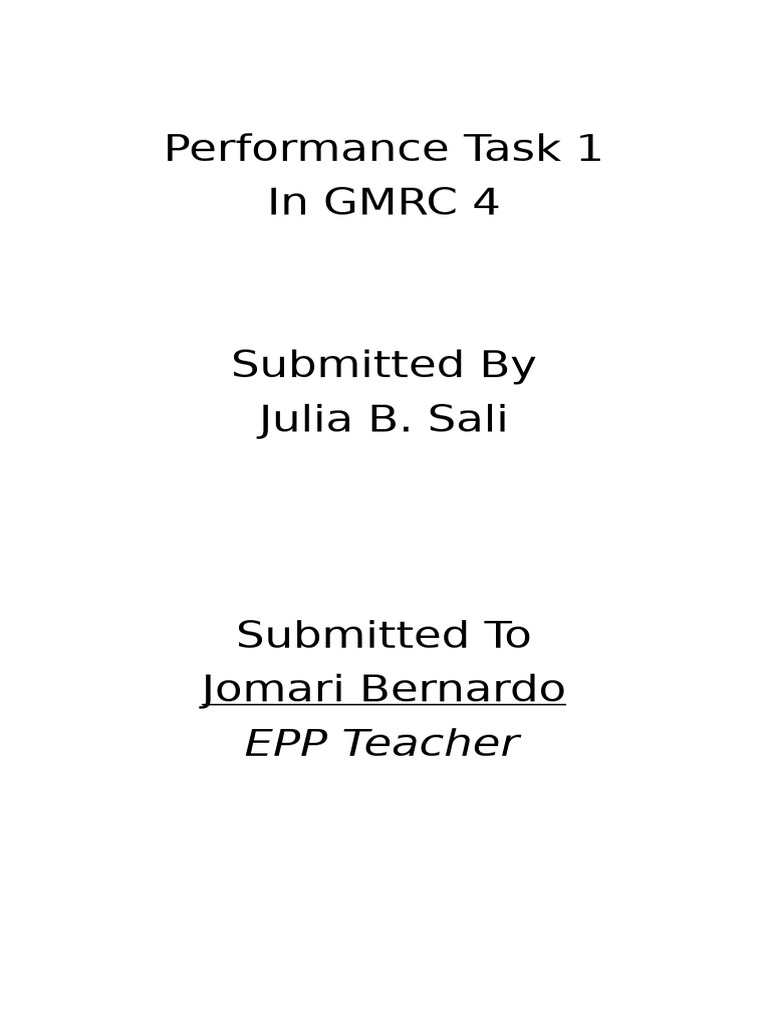 GMRC 4 Performance Task Submissions | PDF
