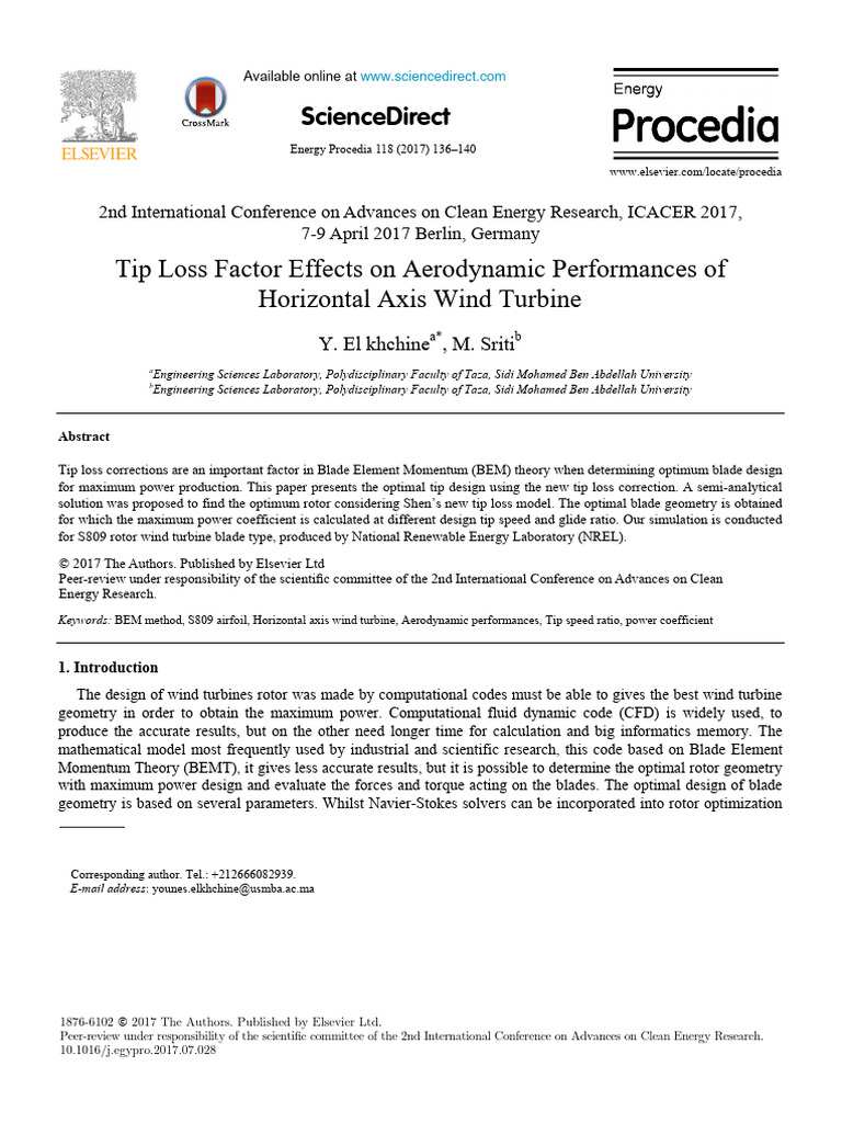 Tip Loss Factor Effects On Aerodynamic Performances of Horizontal Axis ...