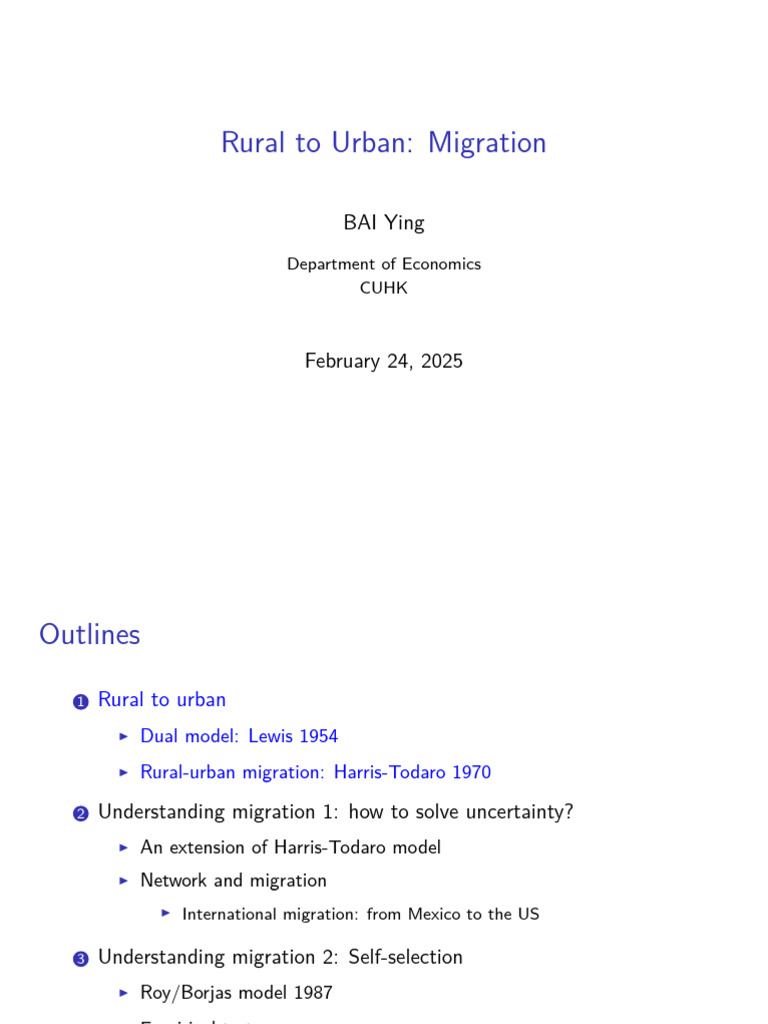 Rural-Urban Migration Models Explained | PDF | Labour Economics ...