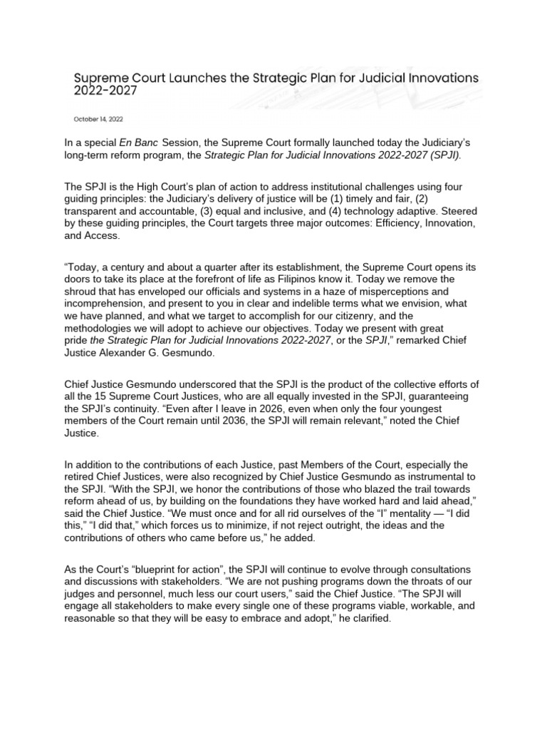 SPJI 2022-2027: Judicial Innovations Plan | PDF | Alternative Dispute ...