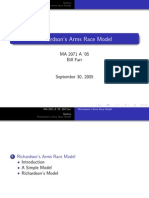 Richardson's Arms Race Model: MA 2071 A '05 Bill Farr