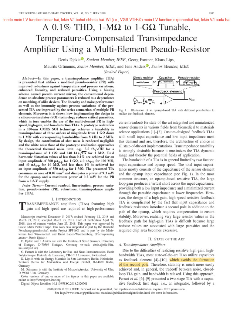 A 0.1 THD 1-M Omega To 1-G Omega Tunable Temperature-Compensated ...