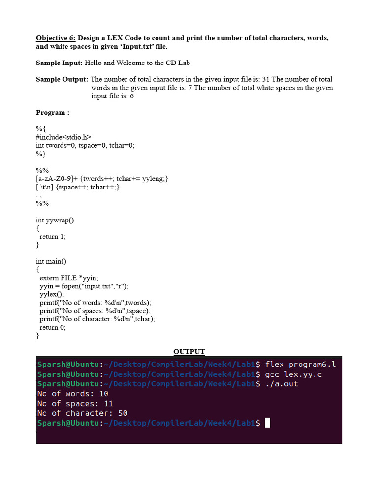 LEX Code for Text Analysis | PDF