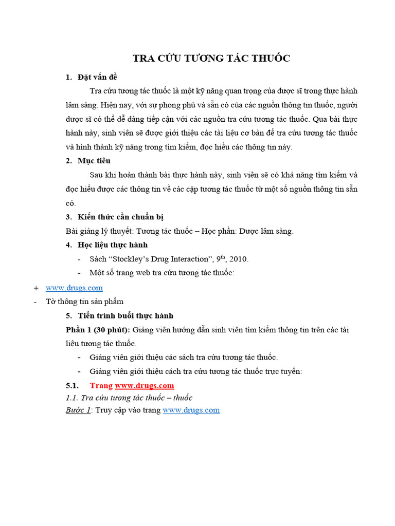 ND Thuc Tap - Tra Cuu Tuong Tac Thuoc | PDF