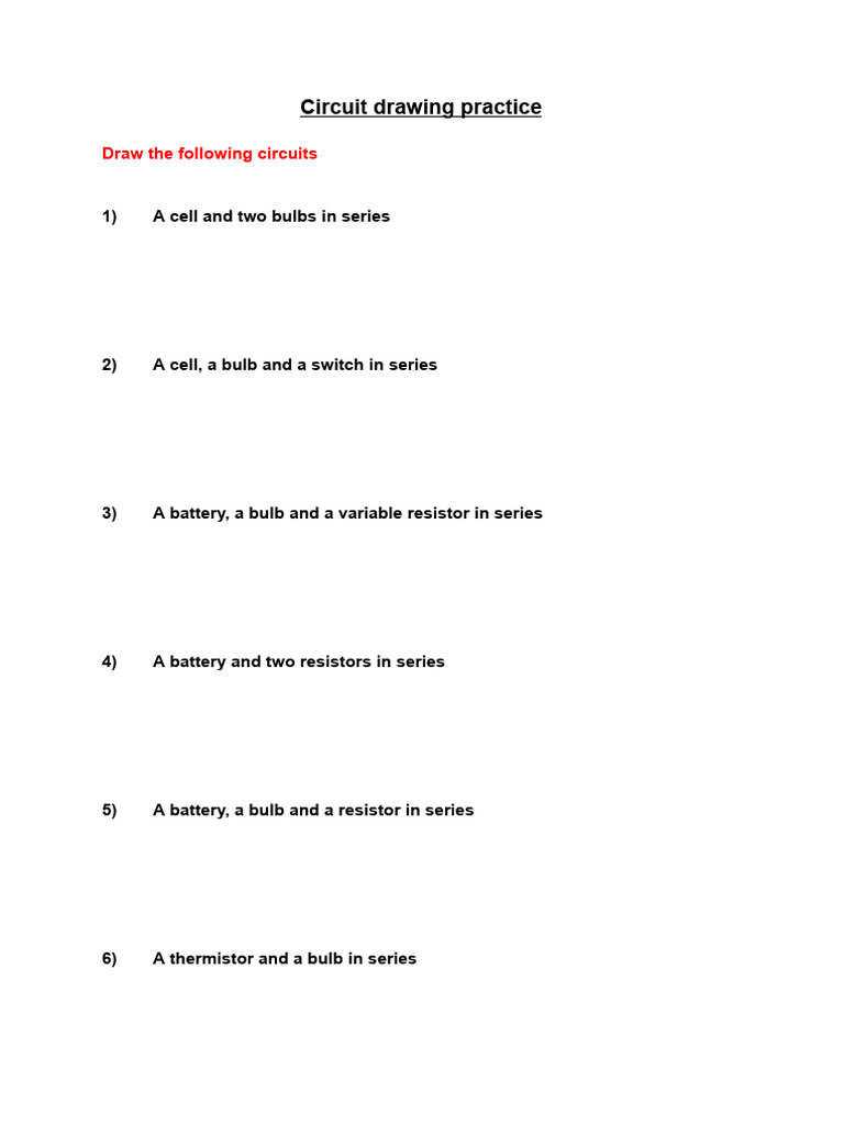 Circuit Drawing Practice Exercises | PDF