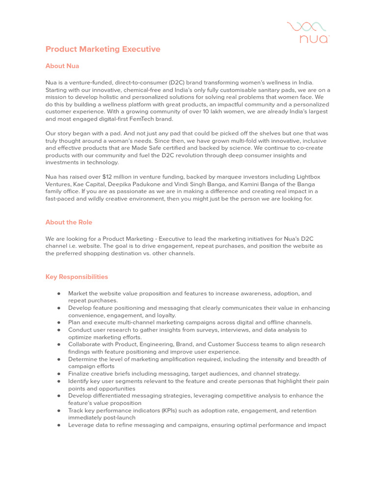 Product Marketing Executive JD | PDF | Marketing | Target Audience