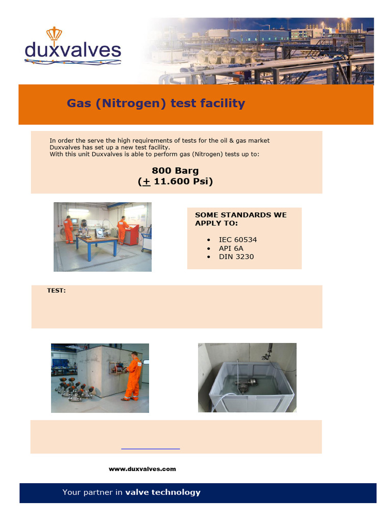 Gas Test Facility for Valve Technology | PDF